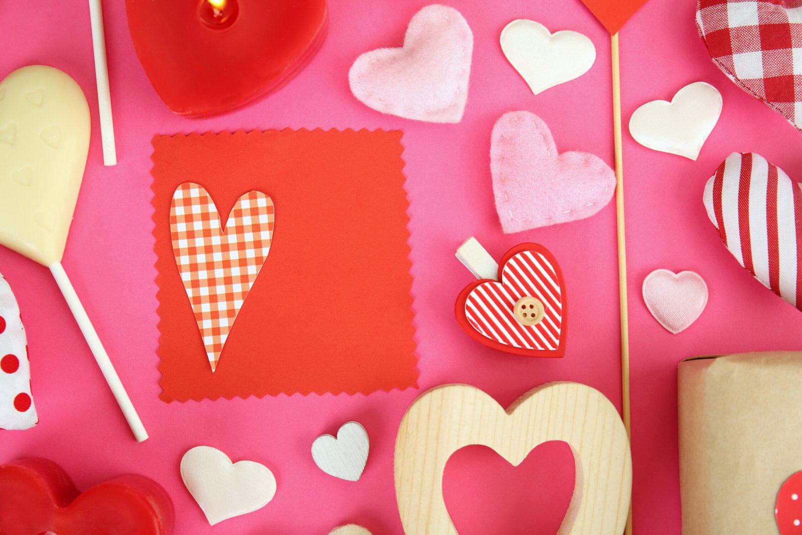 Valentine's,Gift,With,Sweets,And,Decor,On,Pink,Background,,Top
